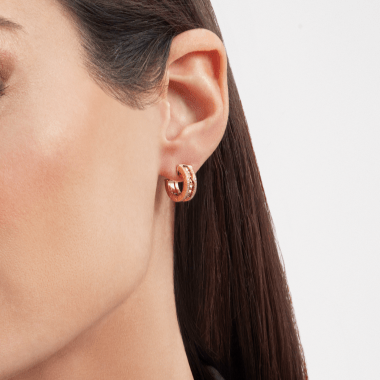 [BLUE TEARS]ZERO 1 ROCK GOLD EARRINGS WITH STUDDED SPIRAL AND PAVED DIAMONDS