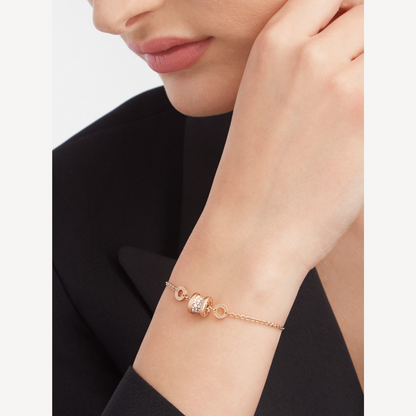 [BLUE TEARS]ZERO 1 SOFT PINK GOLD WITH PAVED DIAMONDS ON THE SPIRAL BRACELET