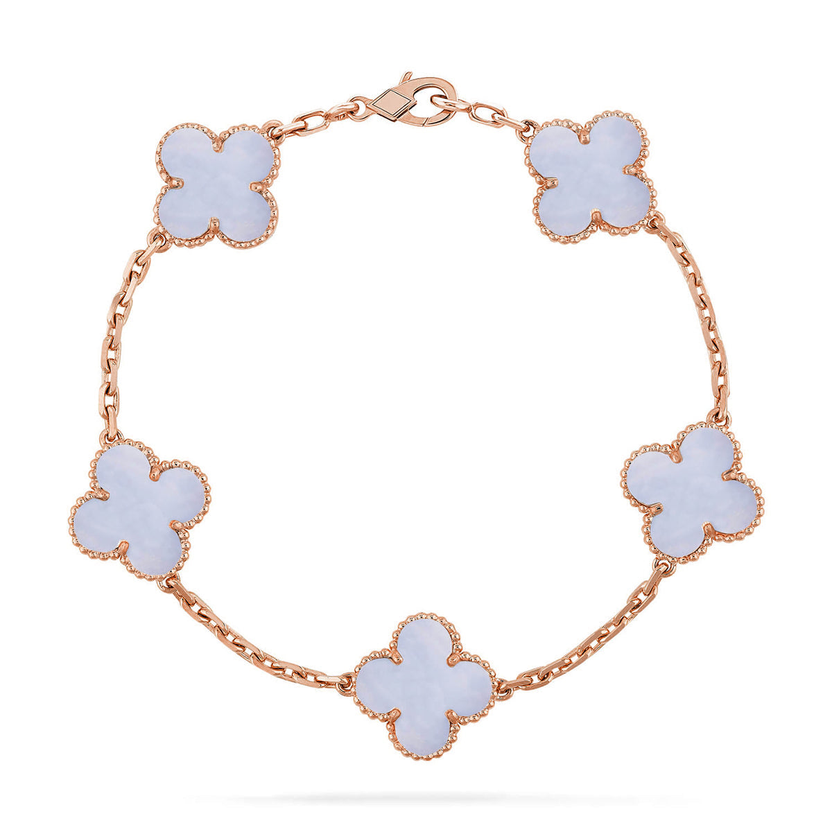 [BLUE TEARS] CLOVER 5 MOTIF PURPLE CHALCEDONY BRACELET COLLECTION