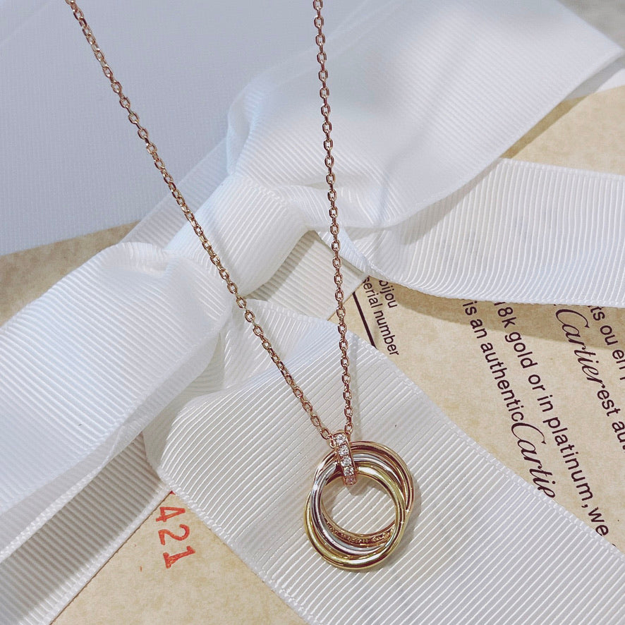 [BLUE TEARS]TRINITY NECKLACE GOLD  DIAMONDS