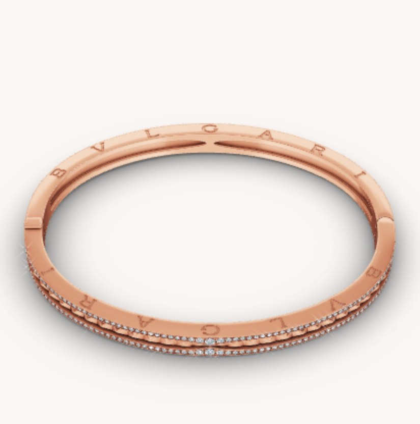 [BLUE TEARS]ZERO 1 SPIRAL AND PAVED DIAMOND PINK GOLD BRACELET