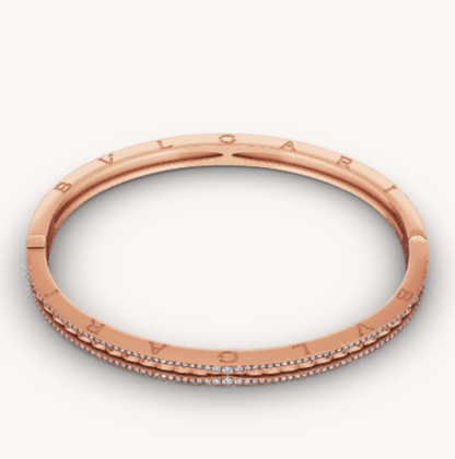 [BLUE TEARS]ZERO 1 SPIRAL AND PAVED DIAMOND PINK GOLD BRACELET
