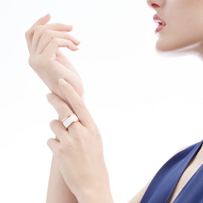 [BLUE TEARS]ZERO 1 FOUR-BAND LOOPS AND WHITE CERAMIC SPIRAL PINK GOLD RING