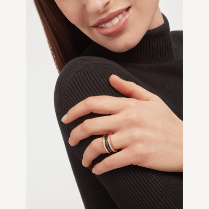 [BLUE TEARS]ZERO 1 TWO-BAND LOOPS AND BLACK CERAMIC PINK GOLD RING