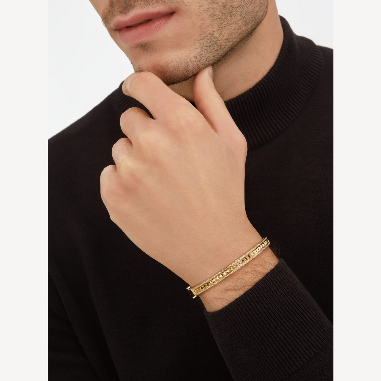 [BLUE TEARS]ZERO 1 SPIRAL AND PAVED DIAMOND GOLD BRACELET
