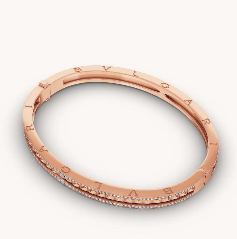[BLUE TEARS]ZERO 1 SPIRAL AND PAVED DIAMOND PINK GOLD BRACELET