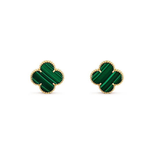 [BLUE TEARS]CLOVER MINI 9.5MM MALACHITE  EARRINGS