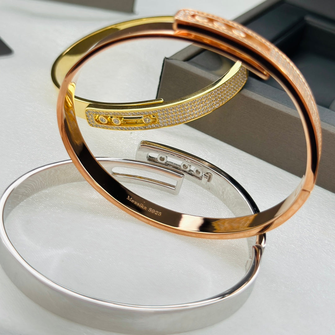 [Blue Tears Jewelry]Move Noa Rose Gold Pavé Diamond Bangle Bracelet
