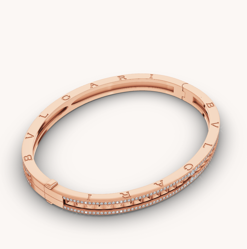 [BLUE TEARS]ZERO 1 SPIRAL AND PAVED DIAMOND PINK GOLD BRACELET