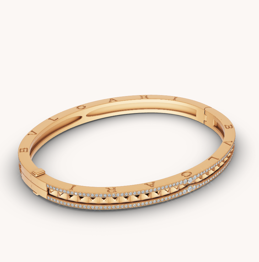 [BLUE TEARS]ZERO 1 SPIRAL AND PAVED DIAMOND GOLD BRACELET