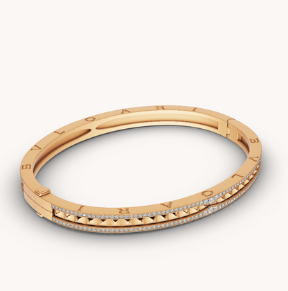 [BLUE TEARS]ZERO 1 SPIRAL AND PAVED DIAMOND GOLD BRACELET