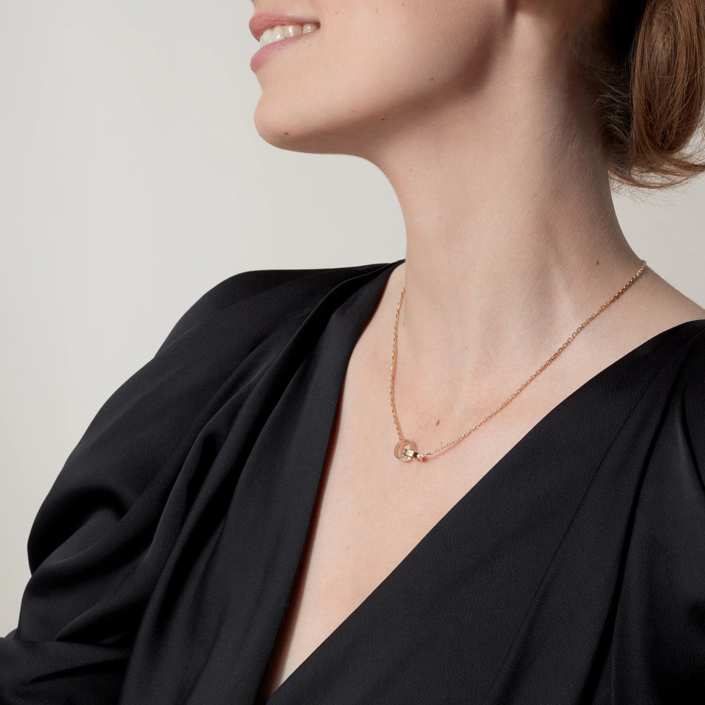 [Blue Tears Jewelry]LOVE DOUBLE RING HALF DIAMOND NECKLACE