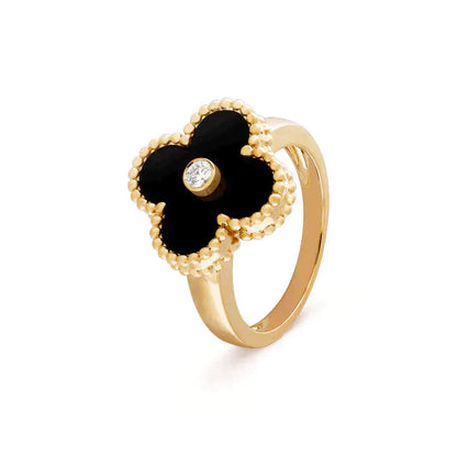 [BLUE TEARS]CLOVER MALACHITE RING GOLD DIAMOND