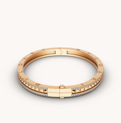 [BLUE TEARS]ZERO 1 SPIRAL AND PAVED DIAMOND GOLD BRACELET