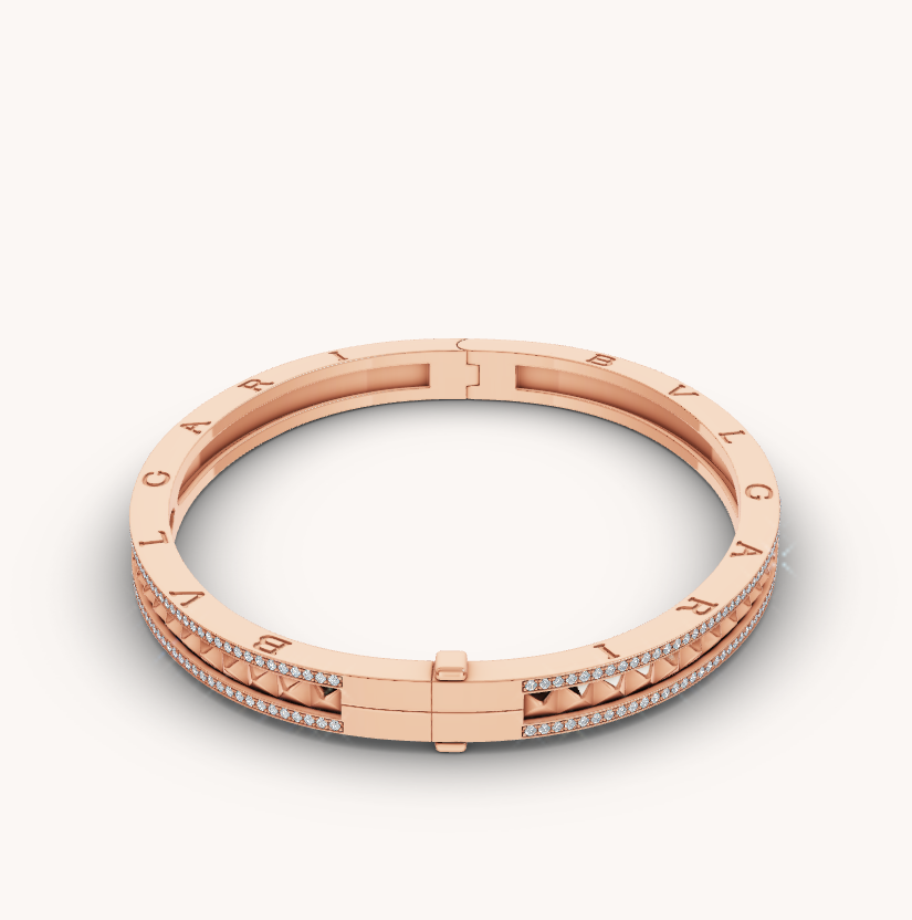 [BLUE TEARS]ZERO 1 SPIRAL AND PAVED DIAMOND PINK GOLD BRACELET