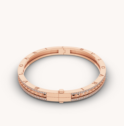 [BLUE TEARS]ZERO 1 SPIRAL AND PAVED DIAMOND PINK GOLD BRACELET