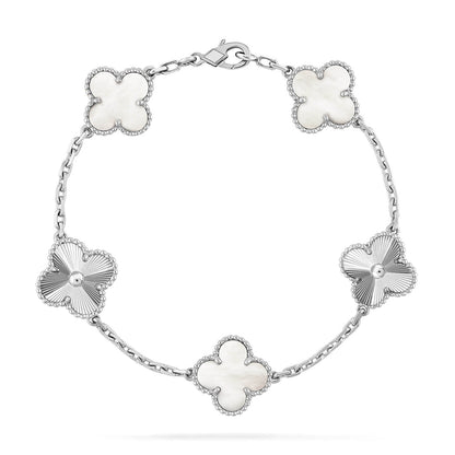 [BLUE TEARS]CLOVER WHITE PEARL MOP 5 MOTIF BRACELET COLLECTION