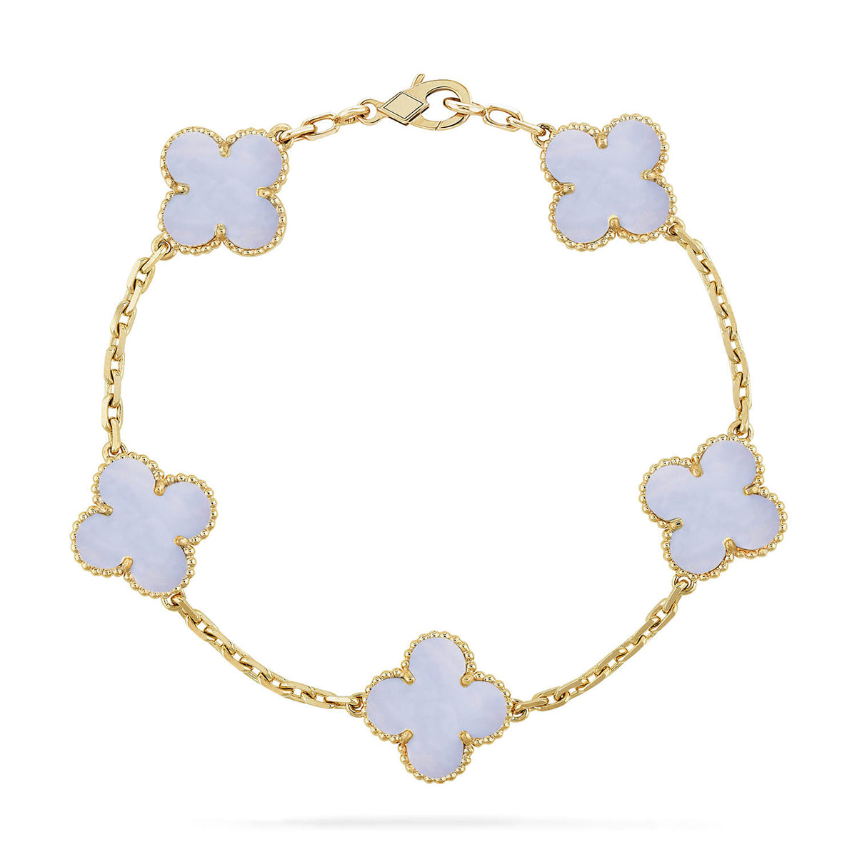 [BLUE TEARS] CLOVER 5 MOTIF PURPLE CHALCEDONY BRACELET COLLECTION