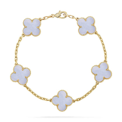 [BLUE TEARS] CLOVER 5 MOTIF PURPLE CHALCEDONY BRACELET COLLECTION