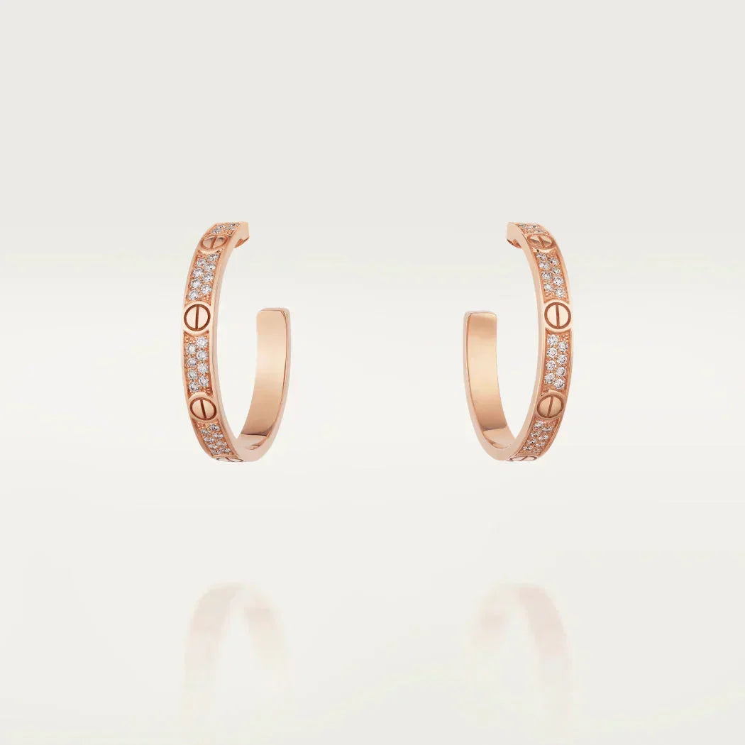 [Blue Tears Jewelry]LOVE EARRINGS 3.6MM DIAMOND PAVED