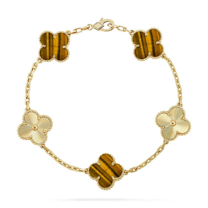 [BLUE TEARS] CLOVER 5 MOTIFS TIGER EYE BRACELET COLLECTION