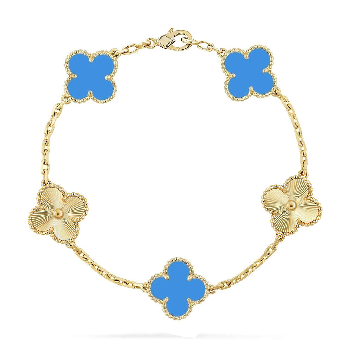 [BLUE TEARS] CLOVER 5 MOTIF BLUE AGATE BRACELET COLLECTION