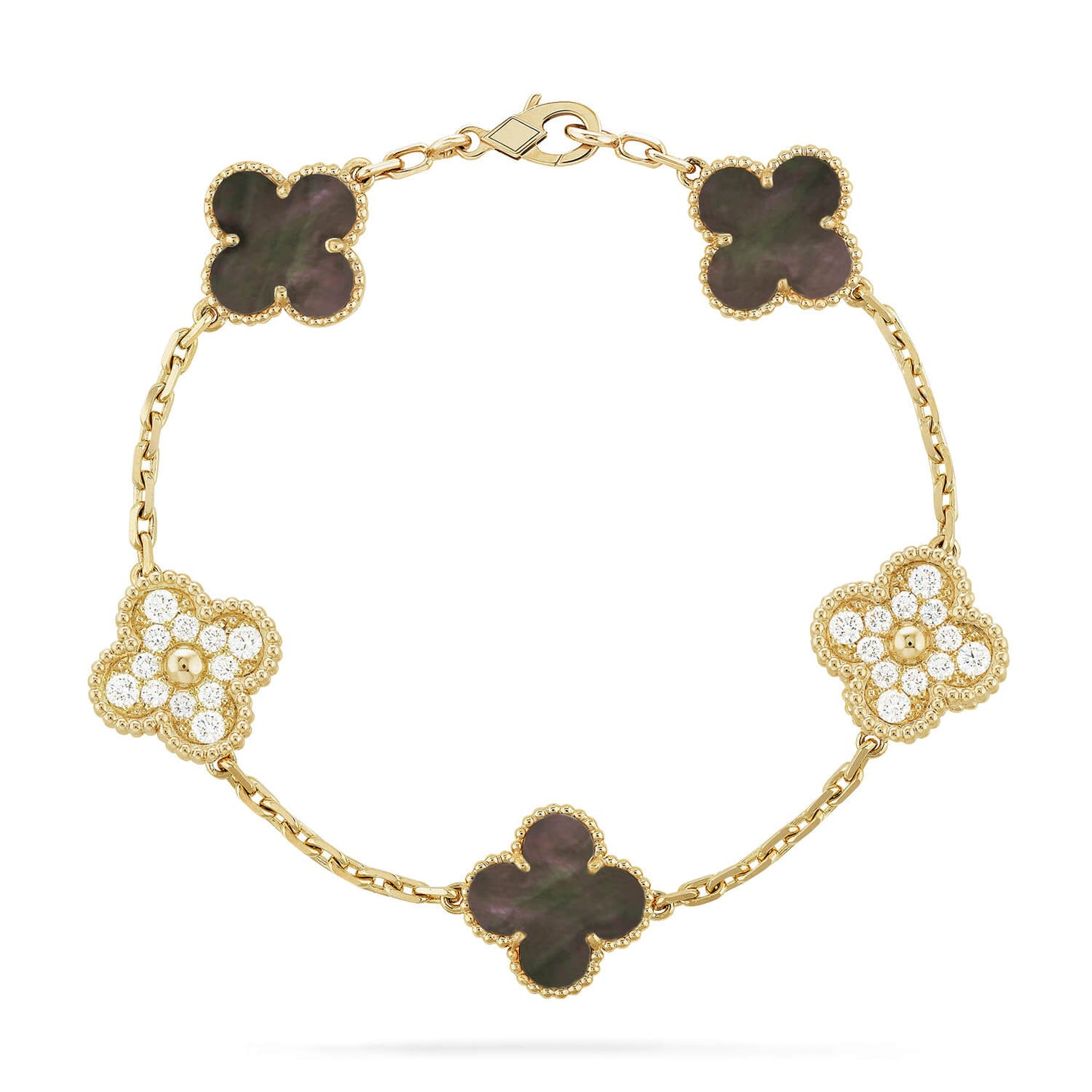 [BLUE TEARS]CLOVER 5 MOTIF GRAY MOP DIAMOND BRACELET