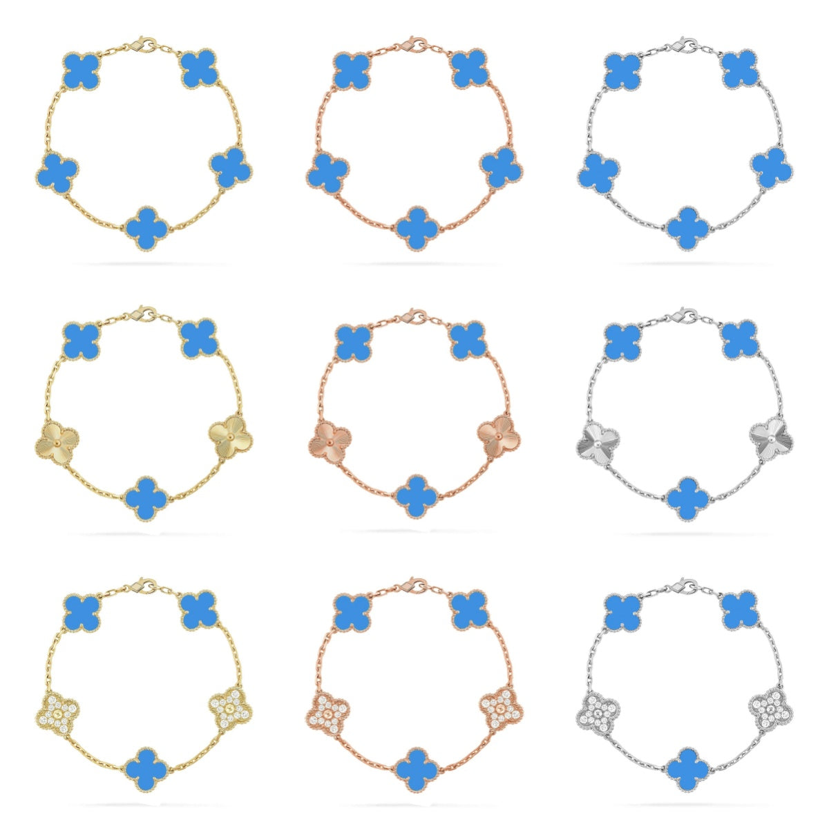 [BLUE TEARS] CLOVER 5 MOTIF BLUE AGATE BRACELET COLLECTION