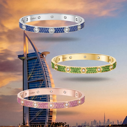 [Blue Tears Jewelry]2026 PAVE GEMSTONE LOVE BRACELET 6.1MM 10 DIAMONDS