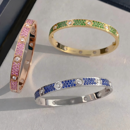 [Blue Tears Jewelry]2026 PAVE GEMSTONE LOVE BRACELET 6.1MM 10 DIAMONDS