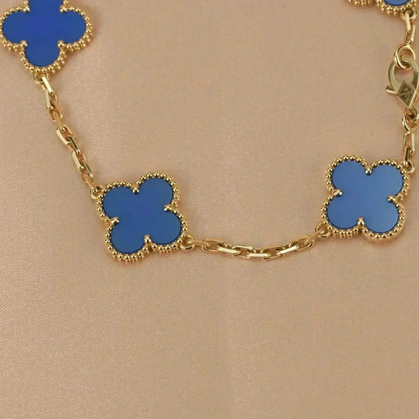 [BLUE TEARS]CLOVER 5 MOTIFS BLUE AGATE BRACELET