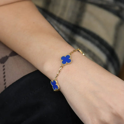 [BLUE TEARS] CLOVER 5 MOTIF BLUE AGATE BRACELET COLLECTION