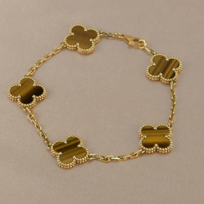 [BLUE TEARS] CLOVER 5 MOTIFS TIGER EYE BRACELET COLLECTION