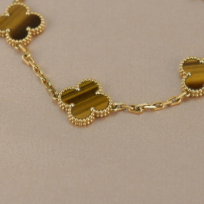[BLUE TEARS] CLOVER 5 MOTIFS TIGER EYE BRACELET COLLECTION