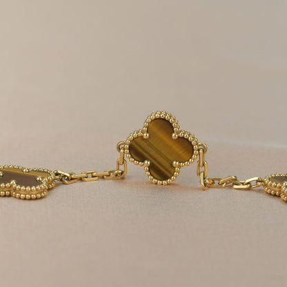 [BLUE TEARS]CLOVER  5 MOTIFS TIGER EYE BRACELET