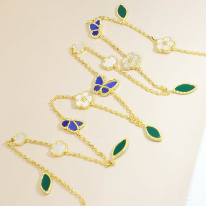 [Blue Tears Jewelry]LUCKY SPRING BUTTERFLY 15 FLOWER NECKLACE
