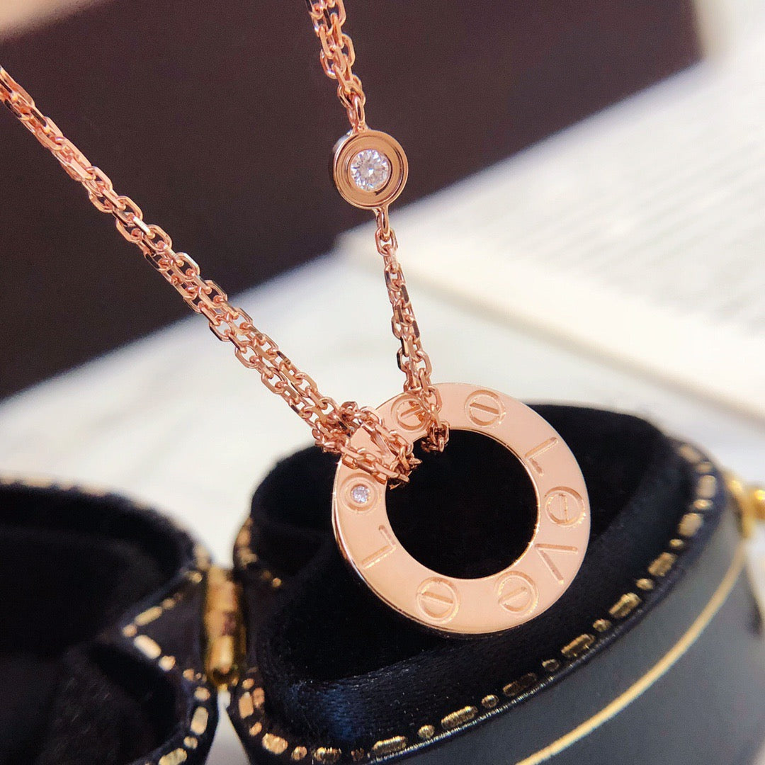 [BLUE TEARS]LOVE NECKLACE 16MM 2 DIAMONDS