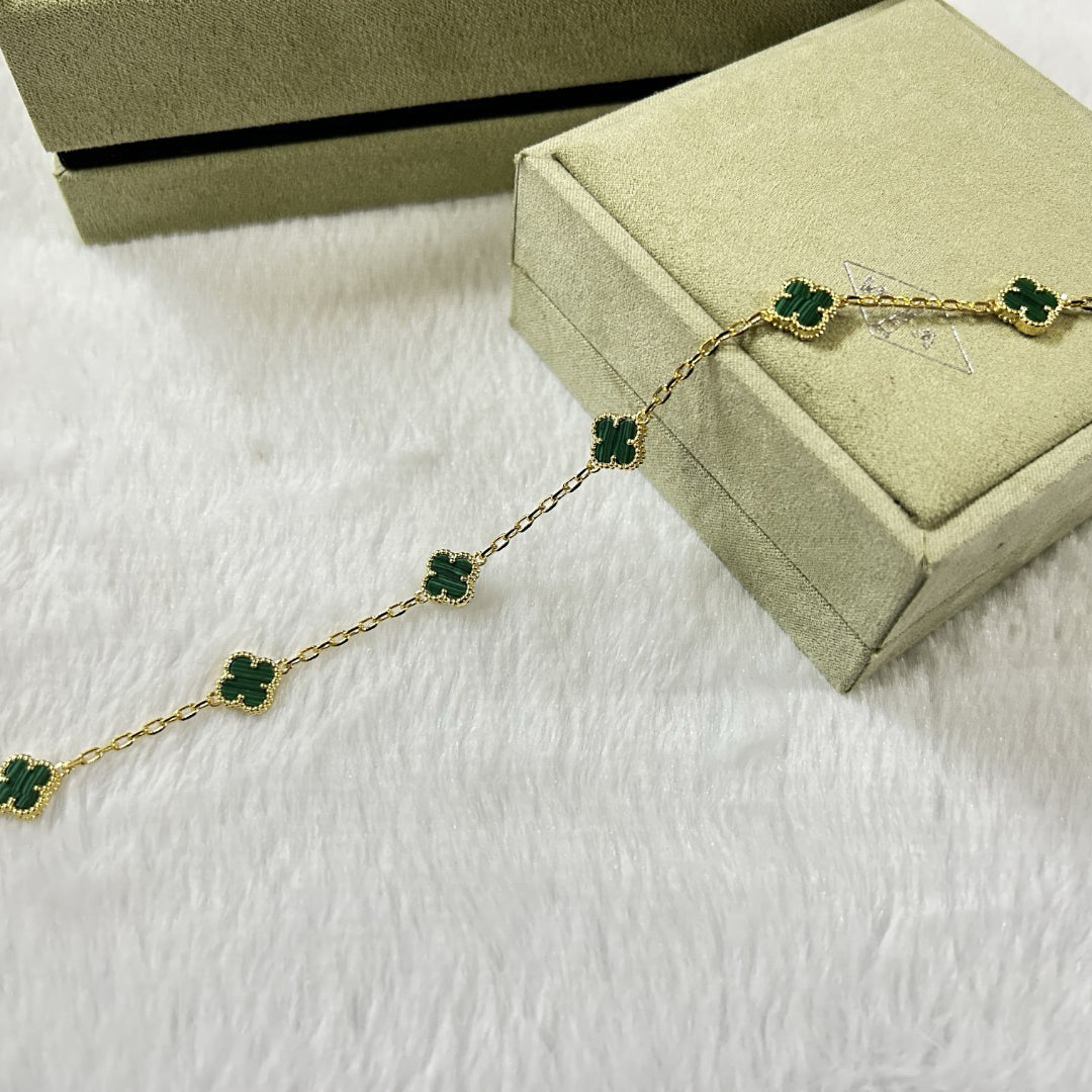 [BLUE TEARS]CLOVER 6 MOTIF MALACHITE BRACELET