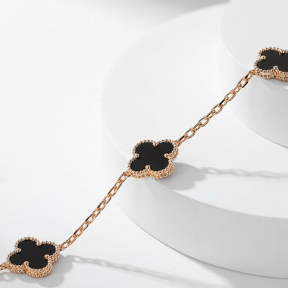 [BLUE TEARS]CLOVER 10 MOTIFS ONYX NECKLACE