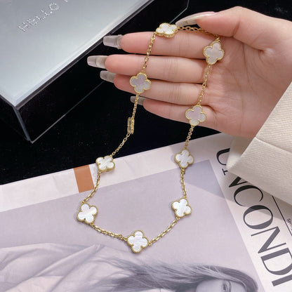 [BLUE TEARS]CLOVER 10 MOTIFS WHITE MOTHER OF PEARL NECKLACE