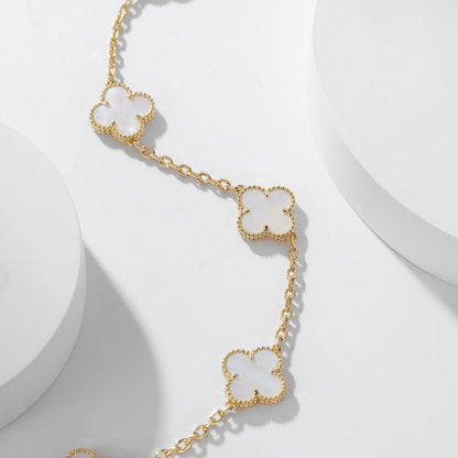 [BLUE TEARS]CLOVER 10 MOTIFS WHITE MOTHER OF PEARL NECKLACE