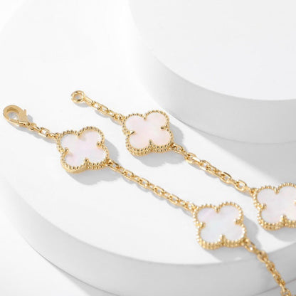 [BLUE TEARS]CLOVER 10 MOTIFS WHITE MOTHER OF PEARL NECKLACE
