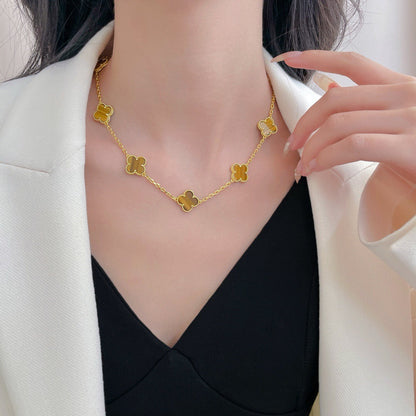 [BLUE TEARS]CLOVER 10 MOTIFS TIGER EYE NECKLACE