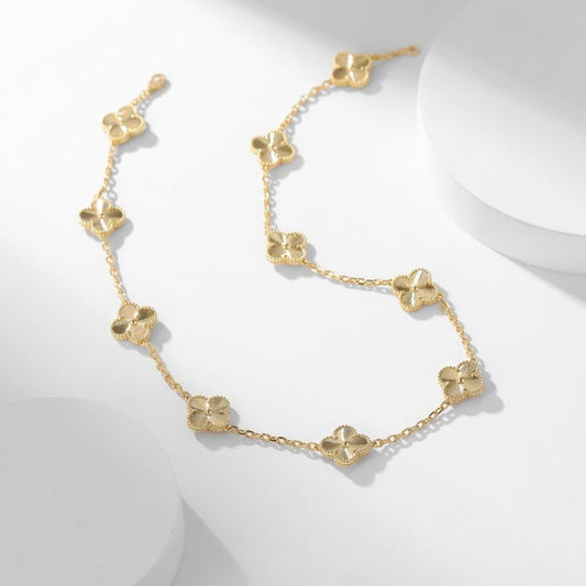 [BLUE TEARS]CLOVER 10 MOTIFS LASER NECKLACE