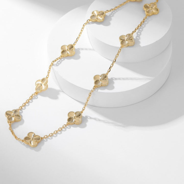 [BLUE TEARS]CLOVER 10 MOTIFS LASER NECKLACE