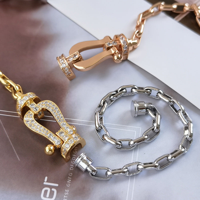 [BLUE TEARS]FORCE LARGE HORSESHOE CLASP  METAL BRACELET