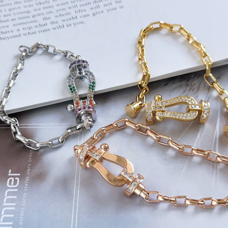 [BLUE TEARS]FORCE LARGE HORSESHOE CLASP  METAL BRACELET