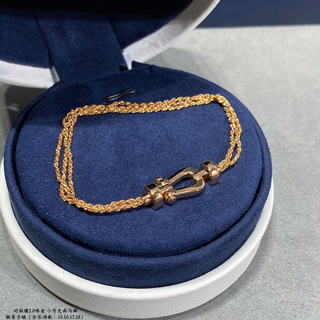 [BLUE TEARS]FORCE SMALL HORSESHOE  DIAMOND CHAIN ROPE BRACELET