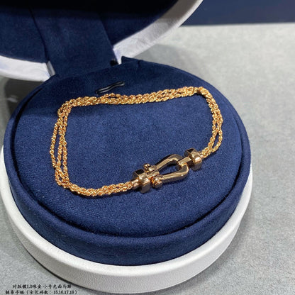[BLUE TEARS]FORCE SMALL HORSESHOE  DIAMOND CHAIN ROPE BRACELET