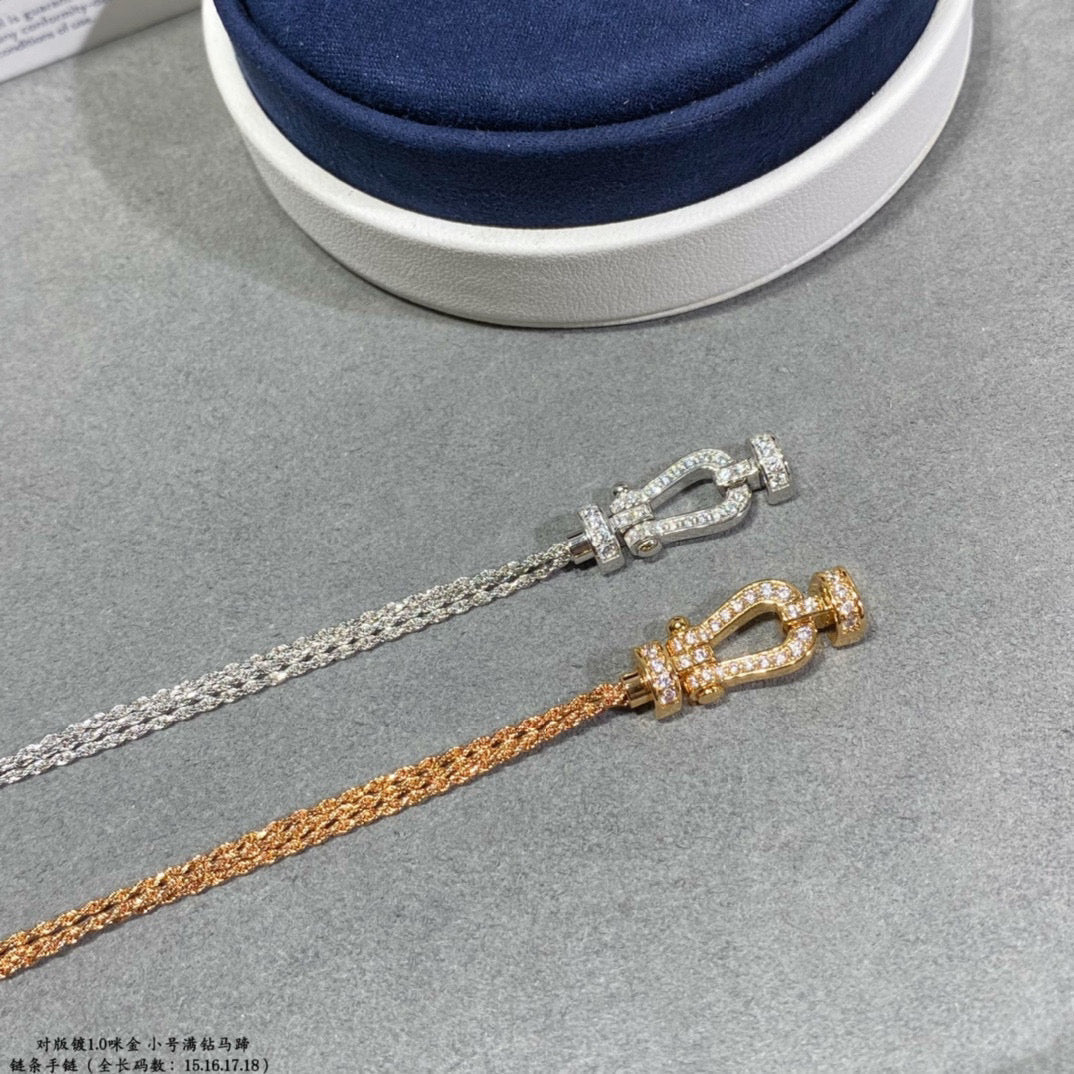 [BLUE TEARS]FORCE SMALL HORSESHOE  DIAMOND CHAIN ROPE BRACELET